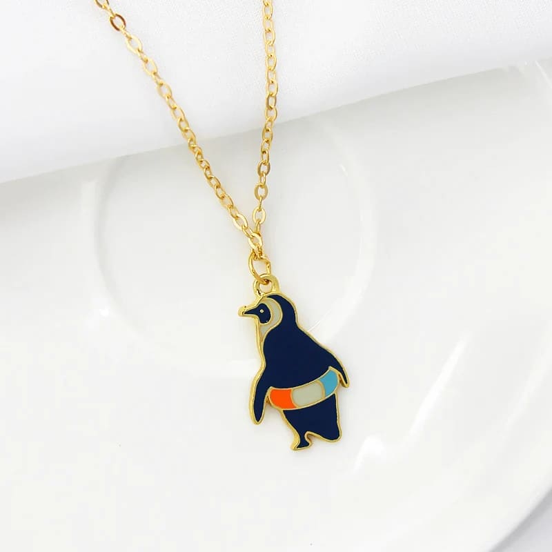 14k gold penguin necklace