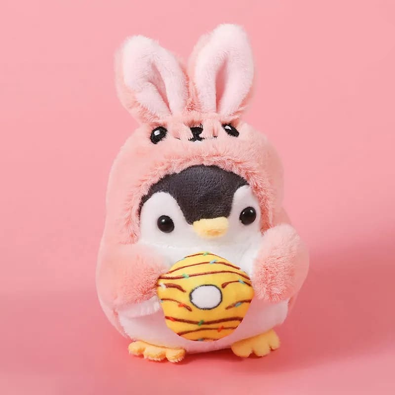 Cartoon-penguin-keychain-with-rabbit-costume
