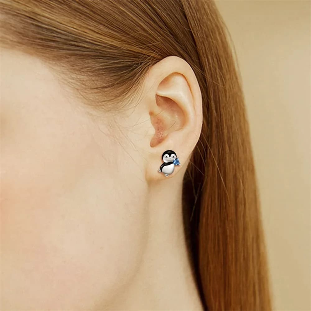Diamond penguin earrings - Silver