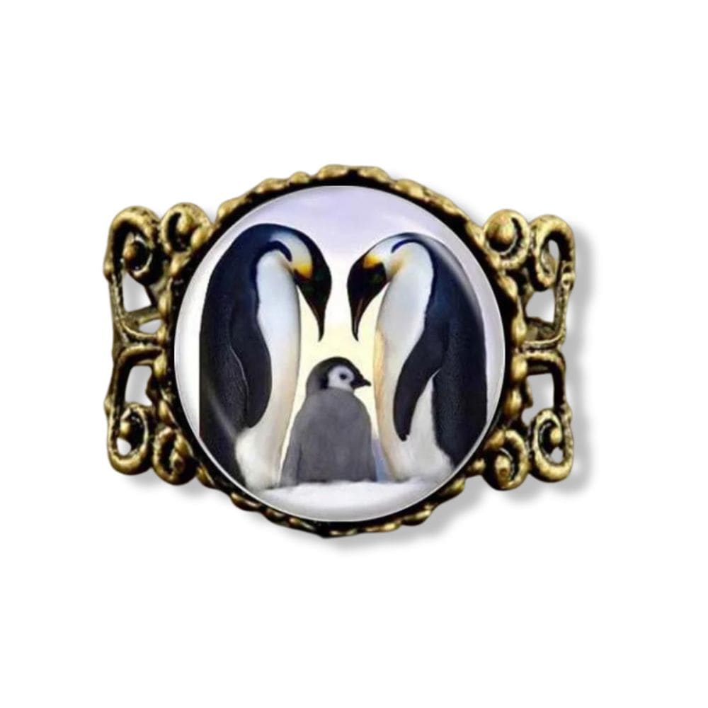 Enso penguin ring - Golden / Resizable