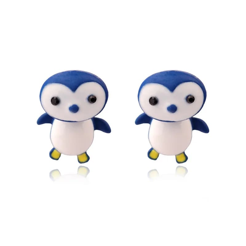 fat face penguin earrings - Royal blue