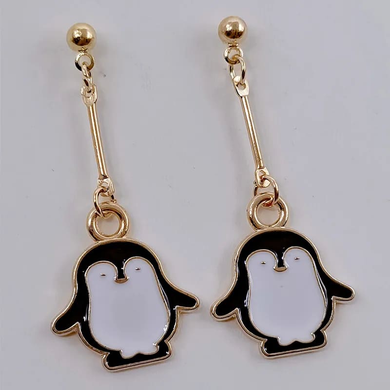 Gold penguin earrings - Stud