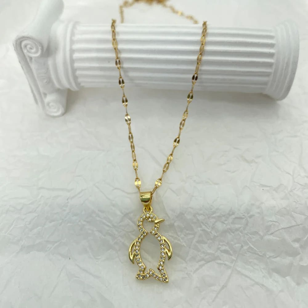 Gold Plated Cute Penguin Necklace