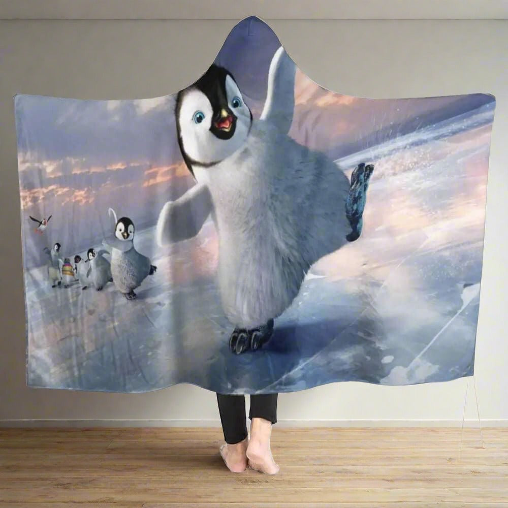 A-female-model-with-the-happy-penguin-blanket-hoodie