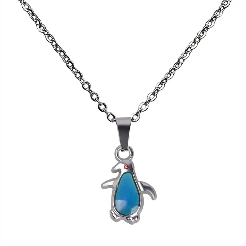 mood penguin necklace charm - Silver