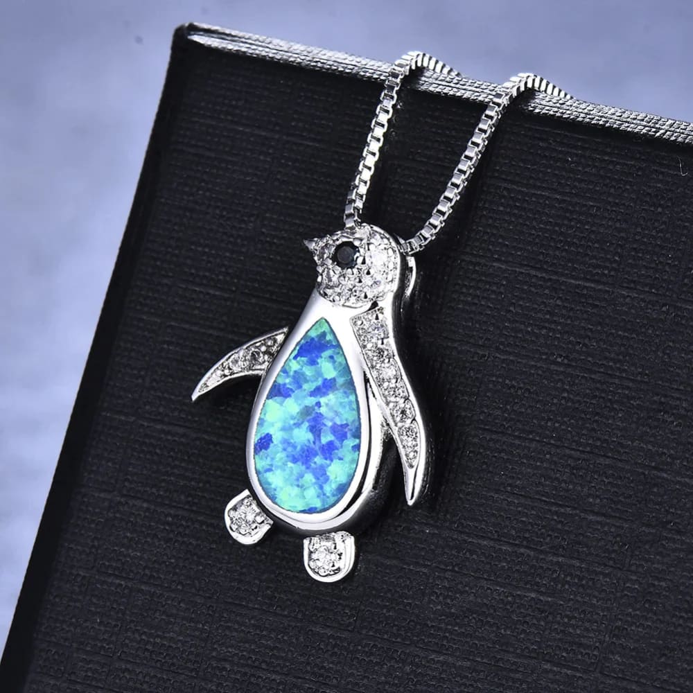 Opal penguin necklace