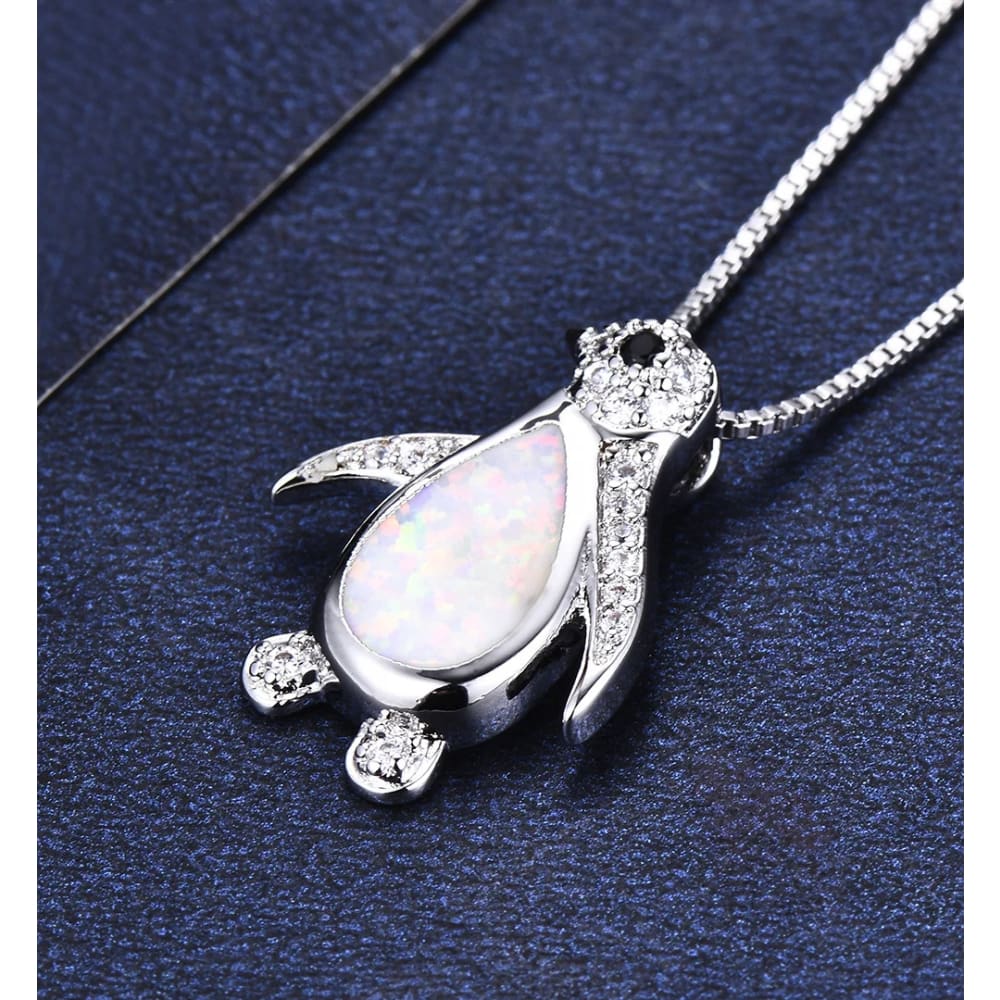 Opal penguin necklace