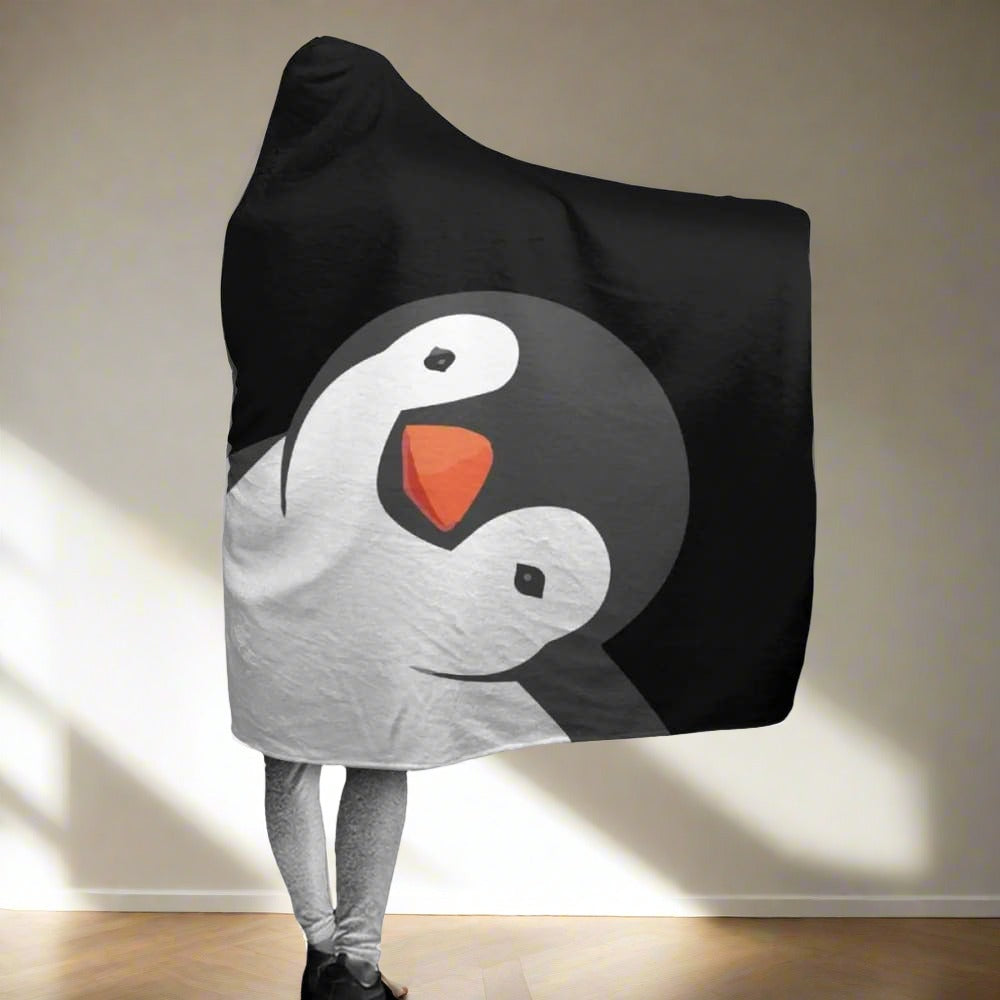 Model-showing-the-cover-design-of-the-penguin-blanket-hoodie