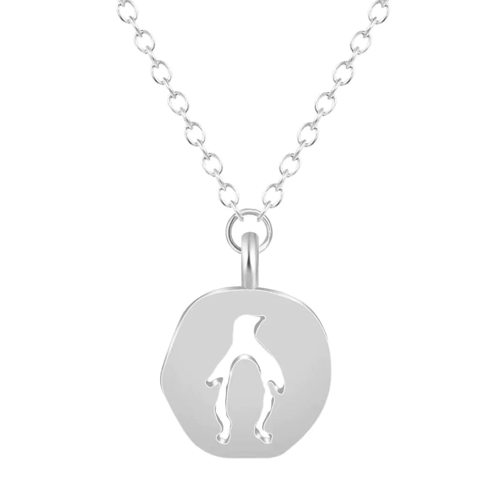 penguin charm necklace - Silver Plated