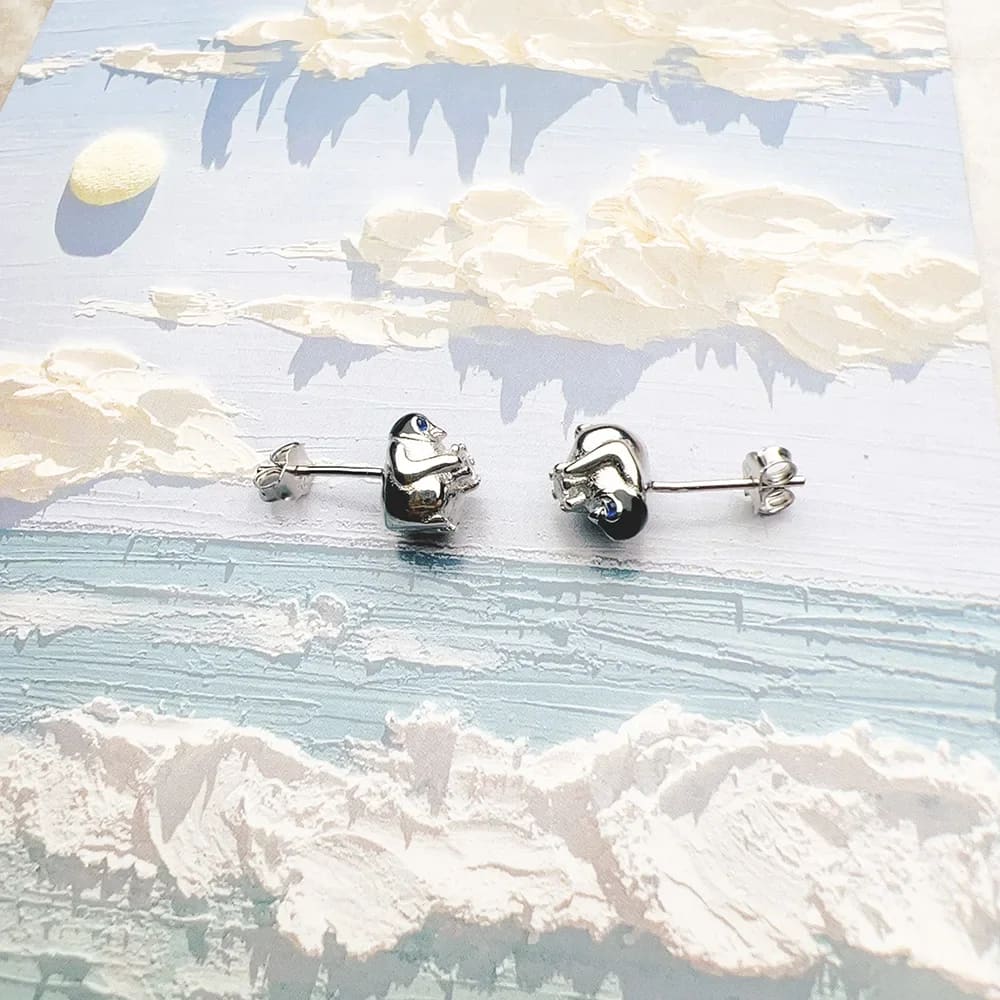 penguin diamond earrings - Silver
