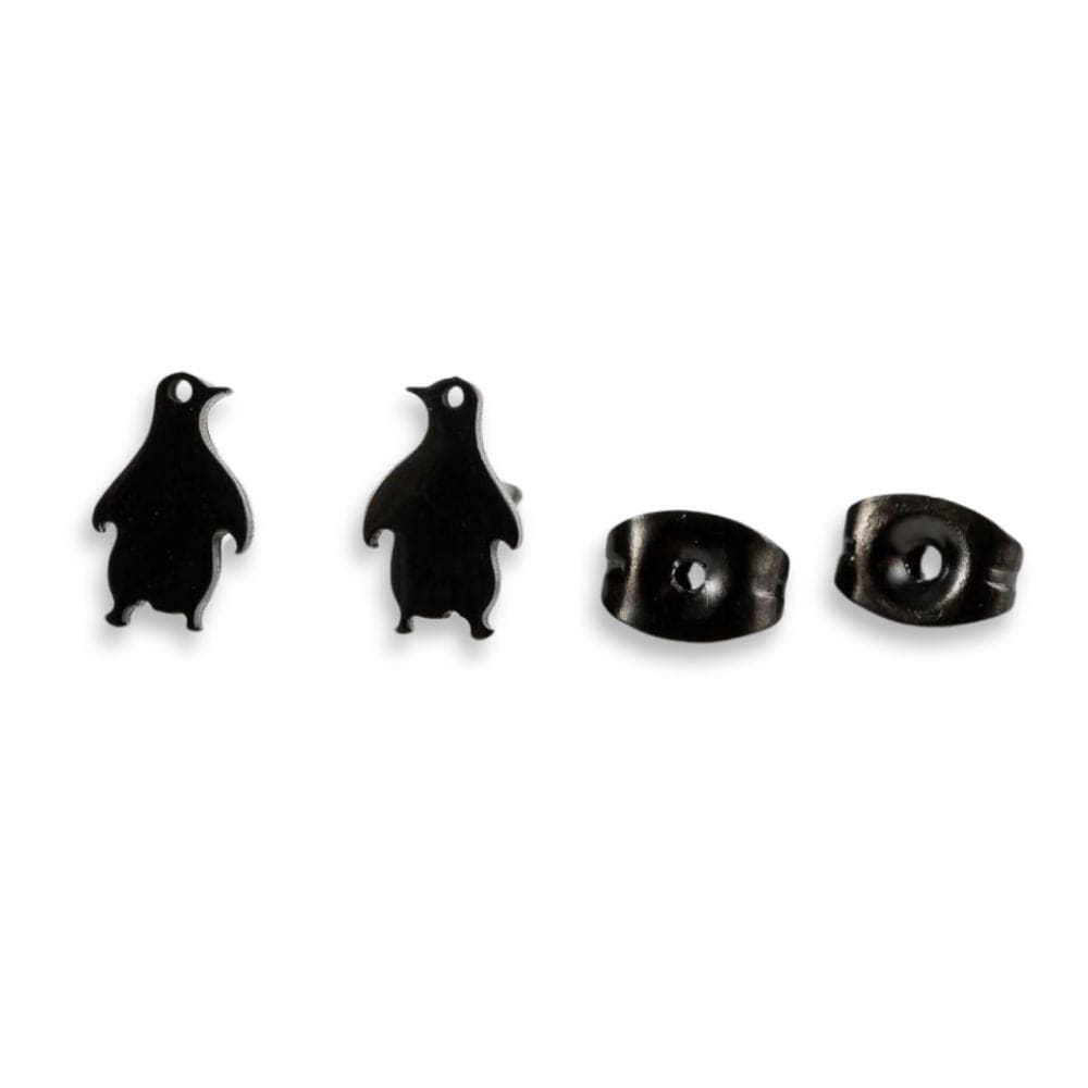 Penguin earring studs - Black earrings