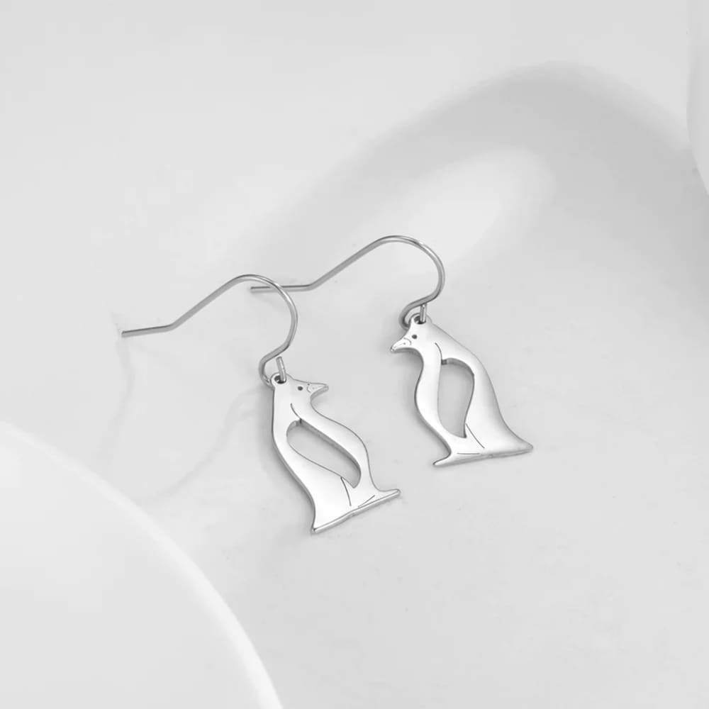Penguin earrings silver