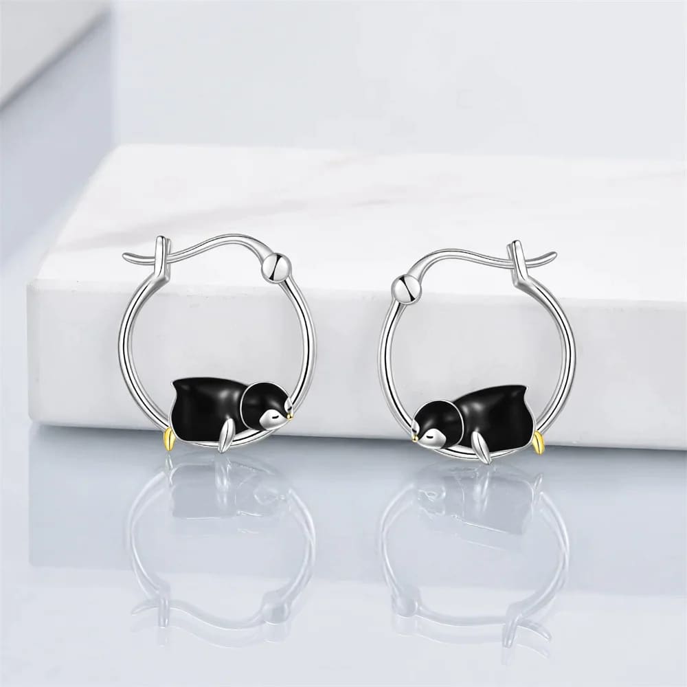 Penguin earrings sterling silver