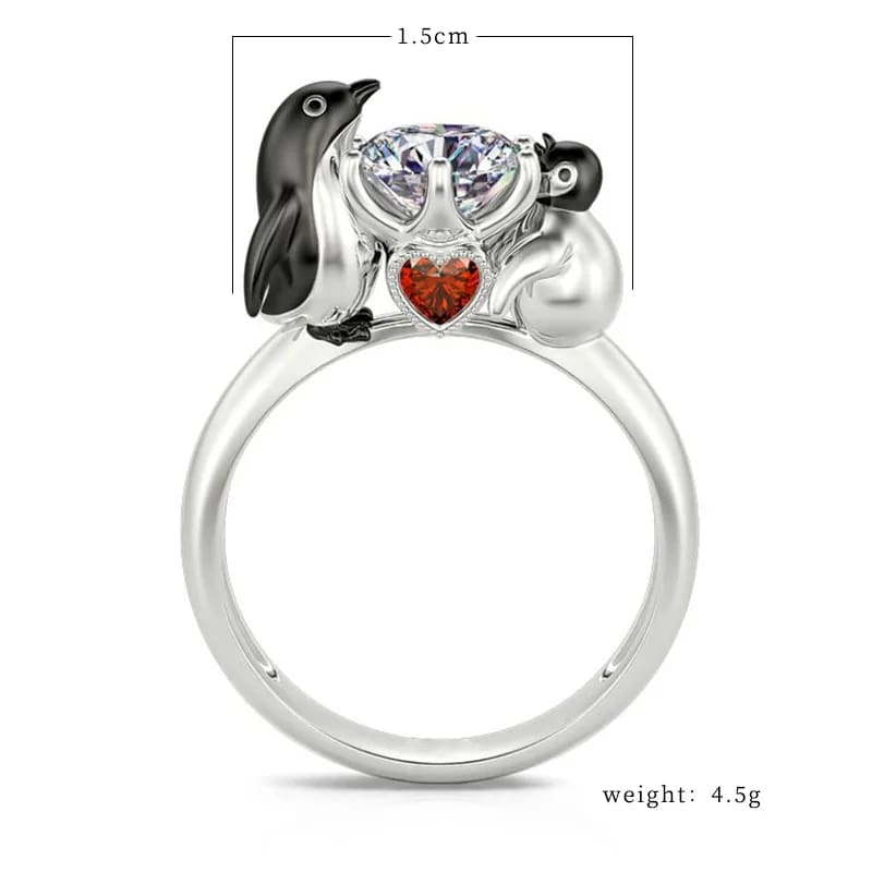 Penguin engagement ring - Silver / Resizable