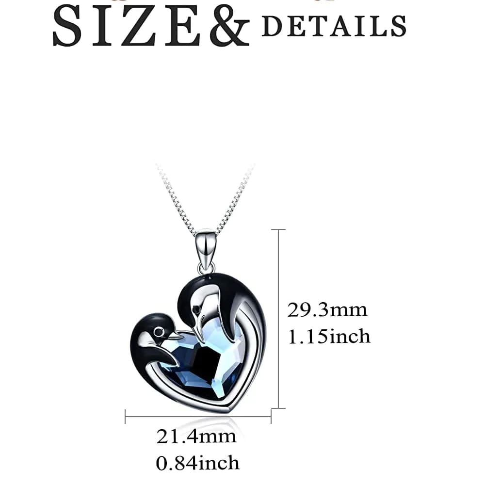 penguin heart friendship necklace - Silver