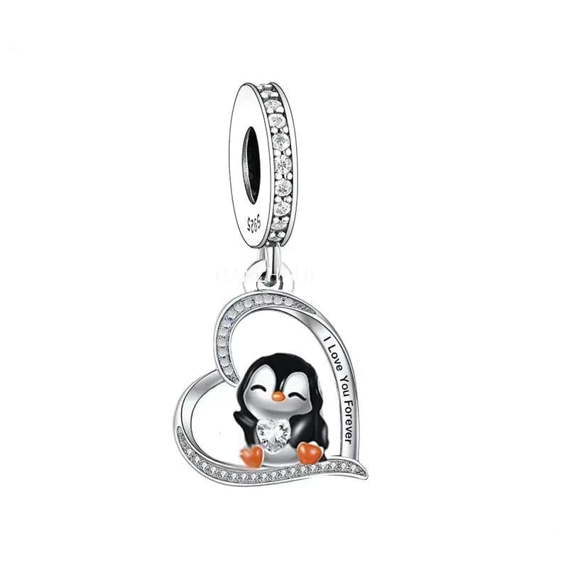 Penguin heart necklace - Silver