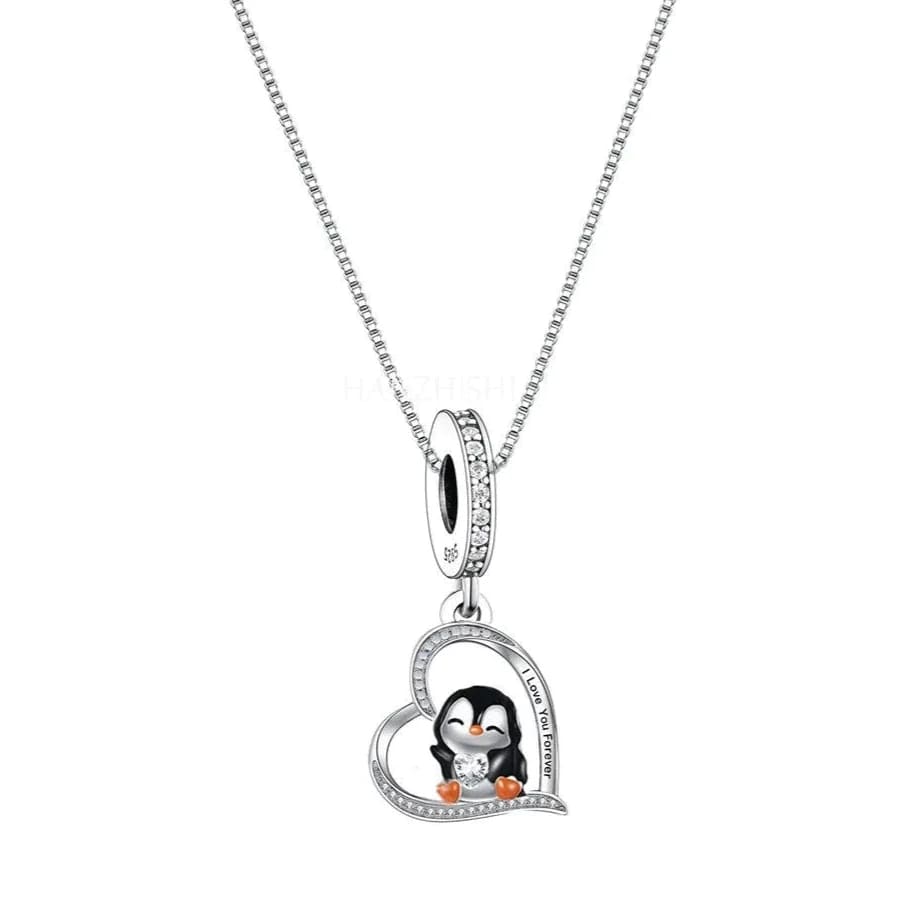 Penguin heart necklace - Silver