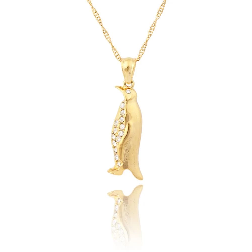Penguin necklace gold
