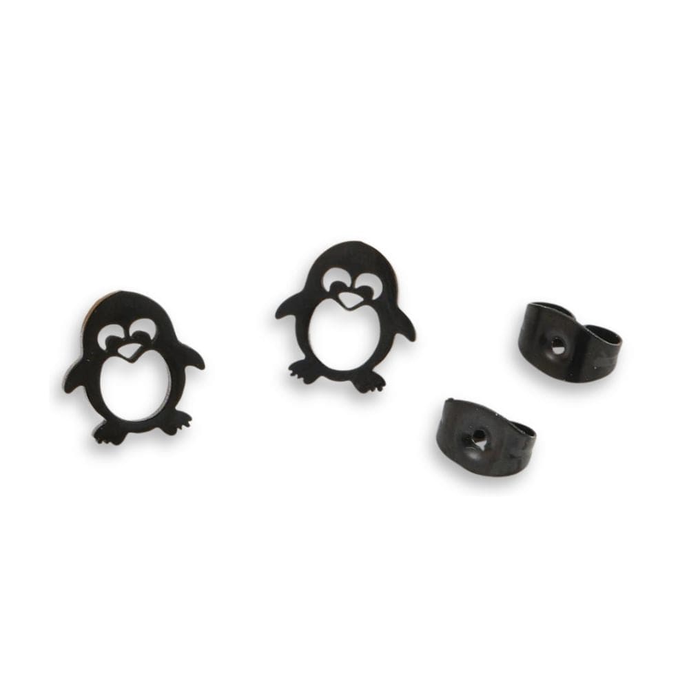 Penguin stud earrings - Black