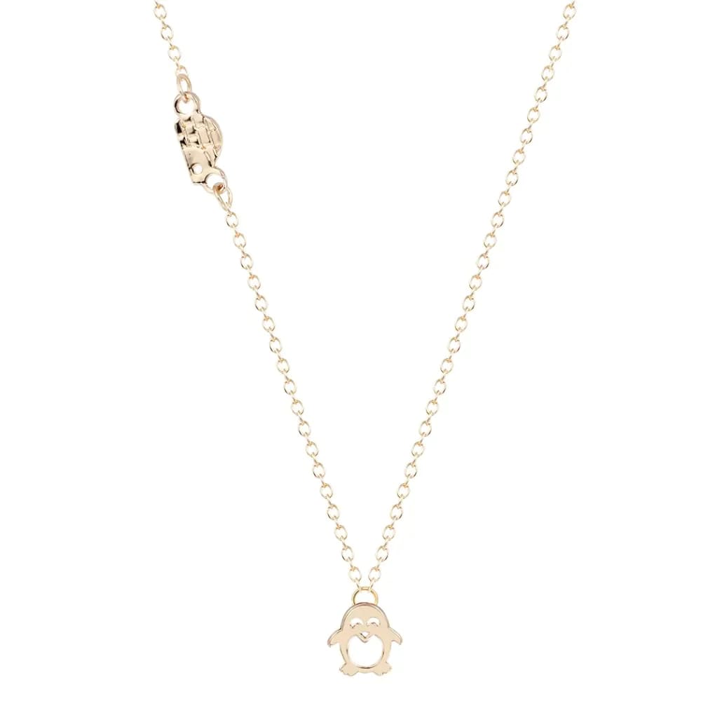 silver penguin necklace - Gold