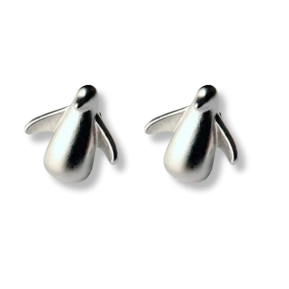 Sterling silver penguin stud earrings