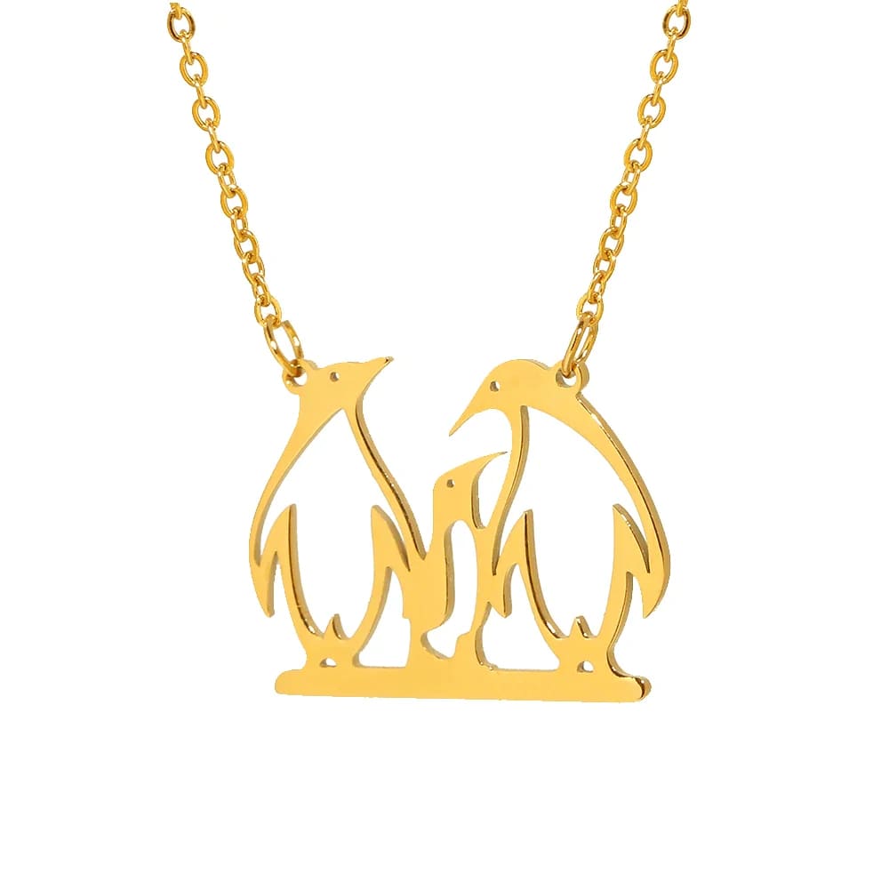 Yellow gold penguin necklace